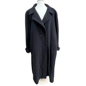 NC Nuage Womens Black Wool Blend Double Breasted Full Length Long Coat Size 24 W